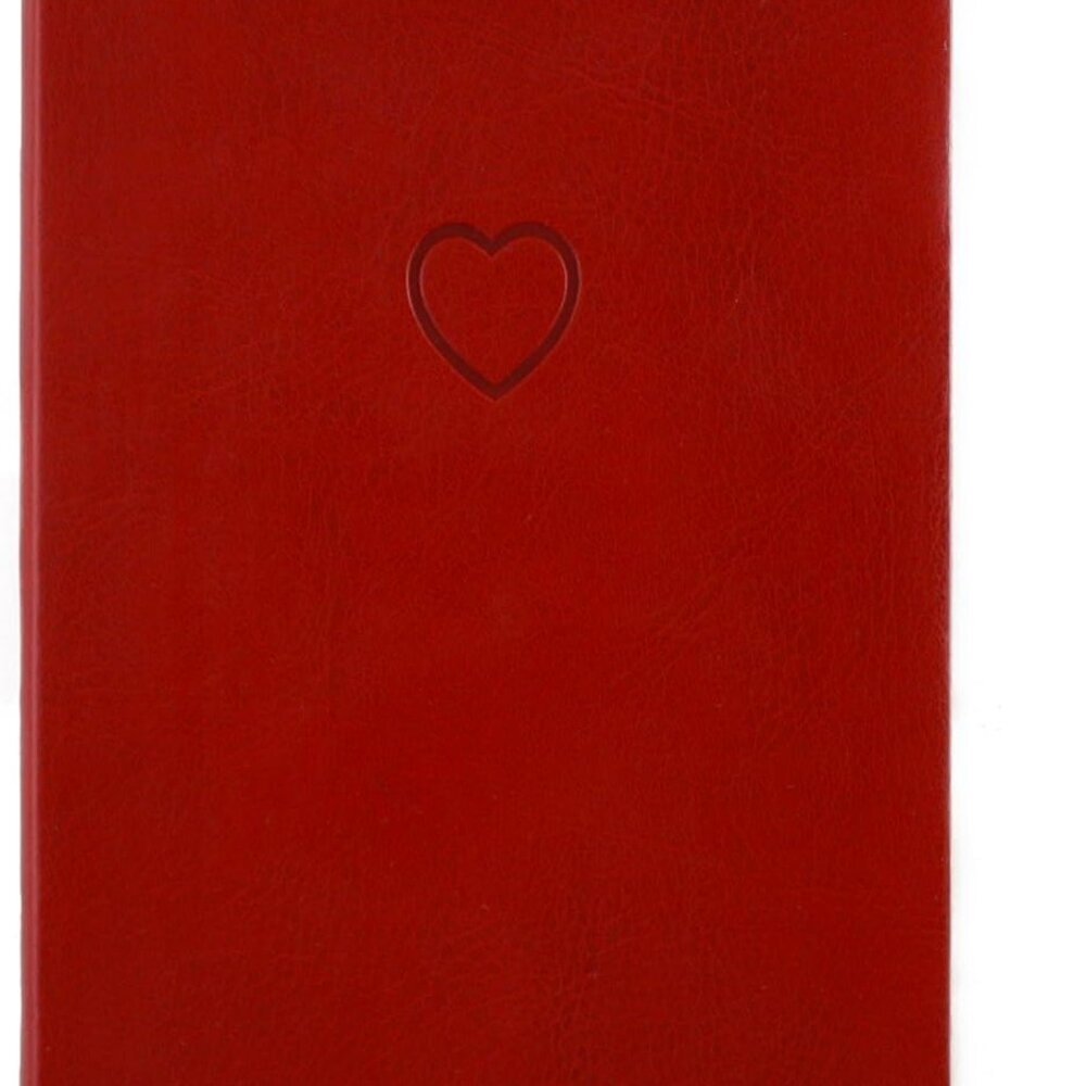 Eccolo Red Embossed Heart Writing Journal Notebook, 256 Lined Pages, Flexible Fa